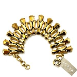 New J. Crew Gold Prong Set Rhinestone Toggle Clasp Bracelet